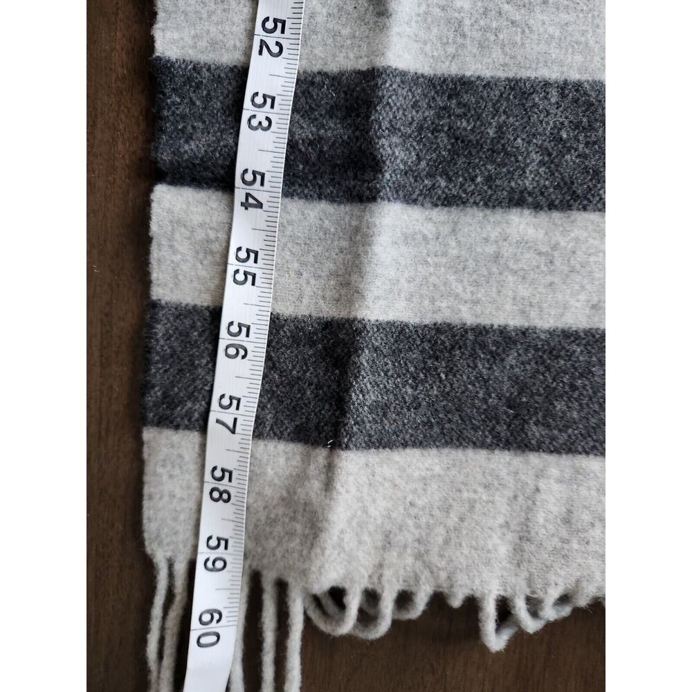 Coach Wool Cashmere blend scarf 9 1/2" w 59" long UNISEX BLUE GRAY STRIPED - Picture 4 of 5